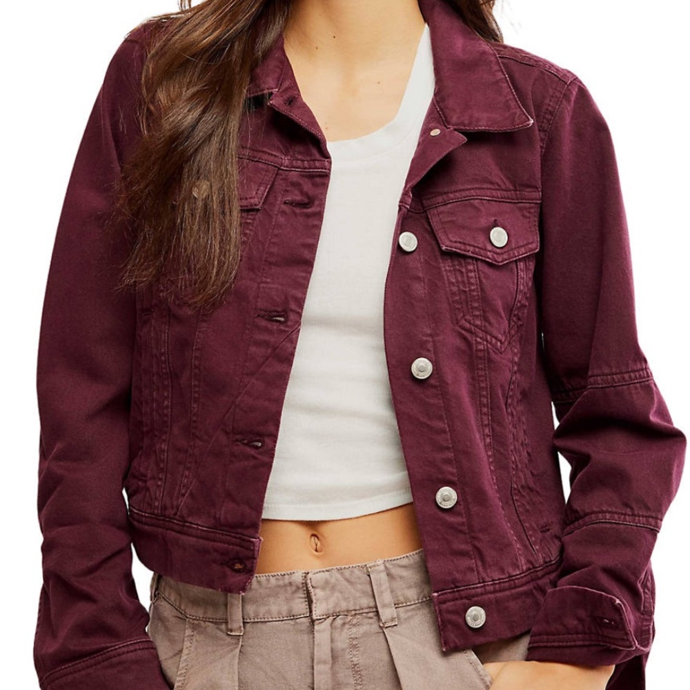 We The Free Deep Burgundy Jean Jacket  NWT